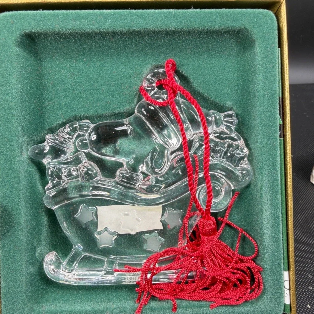 Marquis Waterford‎ Crystal Peanuts 50th Anniversary Snoopy Sleigh Ride Ornament